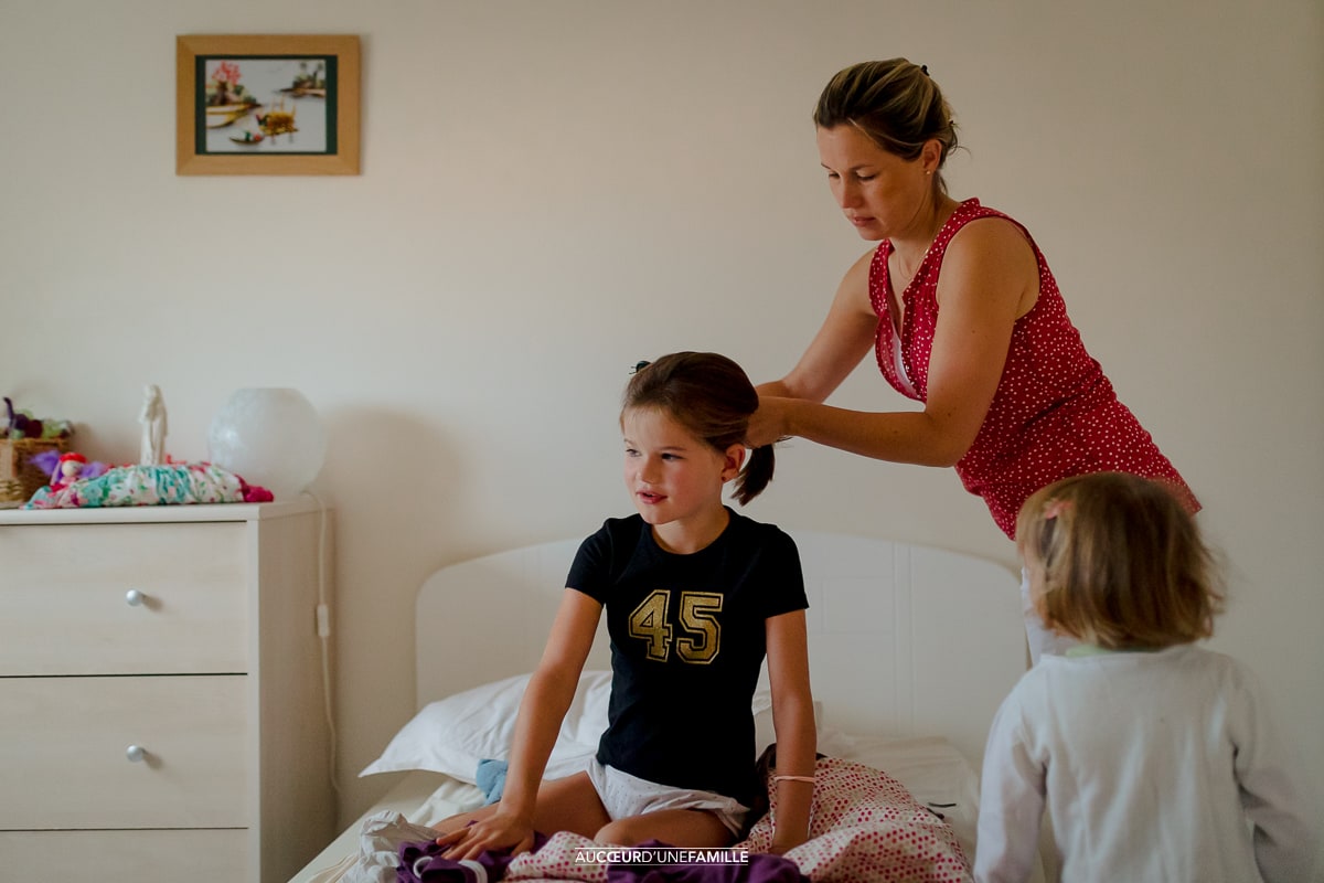 photo rentrée scolaire en famille