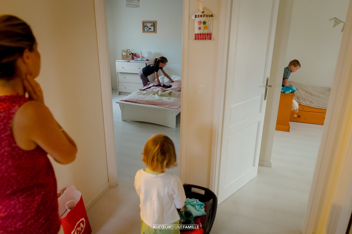 photo rentrée scolaire en famille